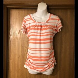 New York & Company orange and white stripe blouse​​​​​​​